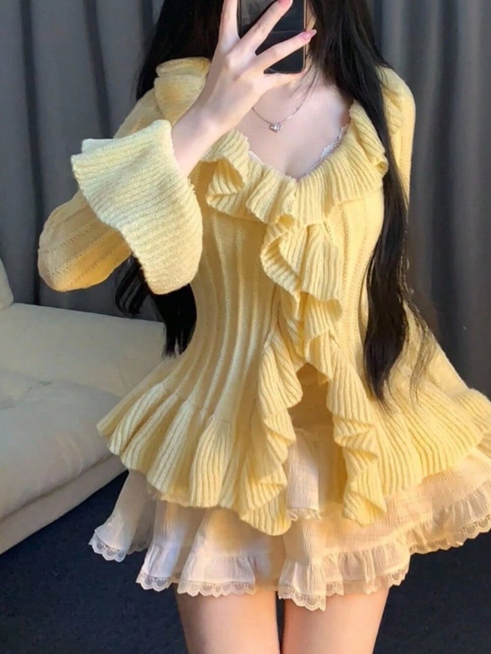 Yellow Casual Women's Knit Top